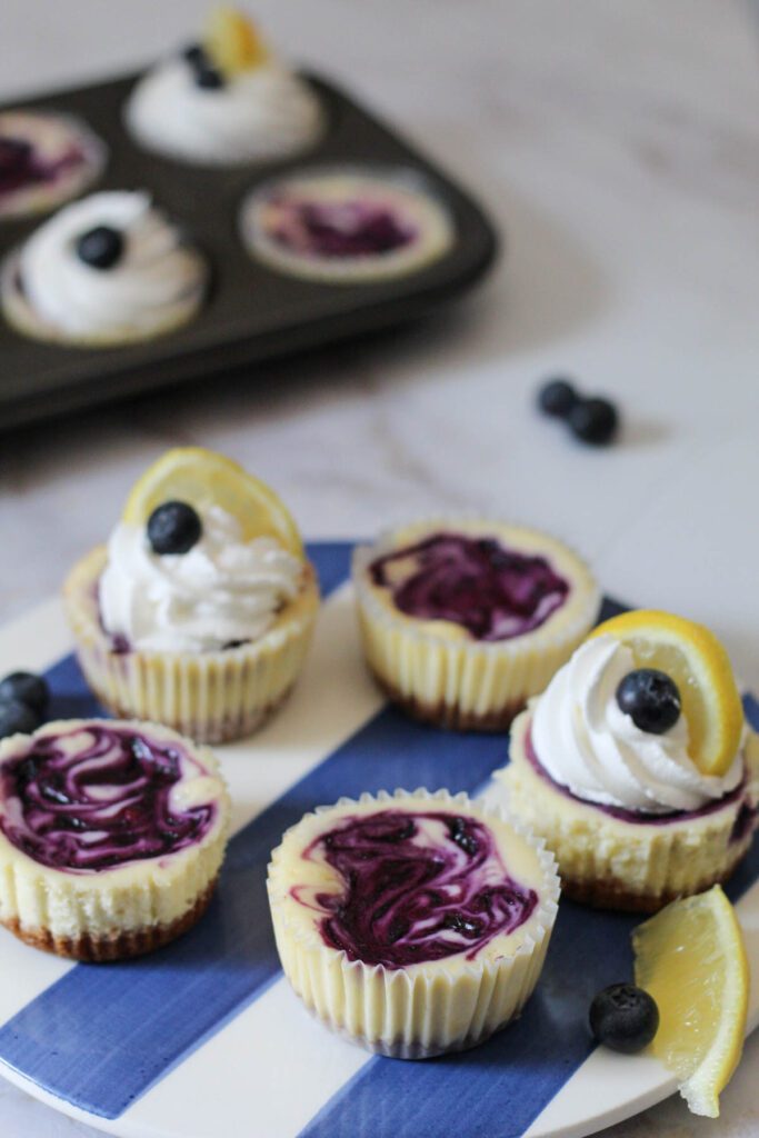 lemon blueberry mini cheesecakes