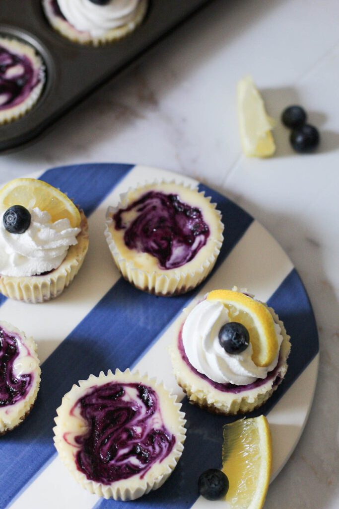 lemon blueberry mini cheesecakes